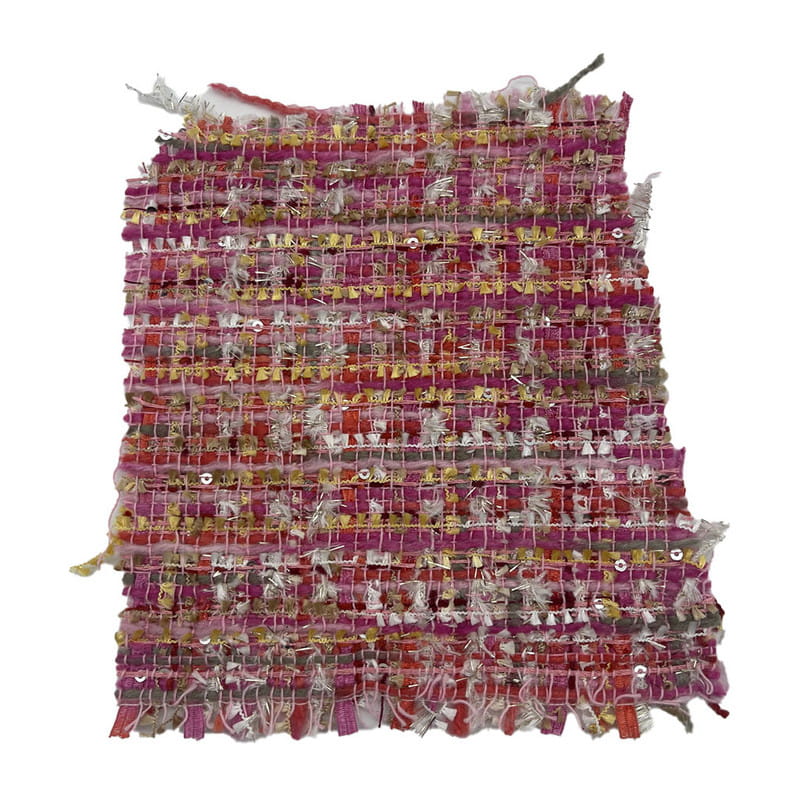 Fesyen Merah Pink Labuci Fabrik Tweed Metalik Untuk Wanita 21003