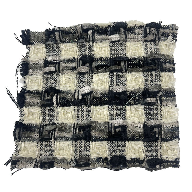 Tekstur Halus Kelabu Hitam Mewah Kain Tweed Tenunan Kotak-kotak Untuk Kot 22042