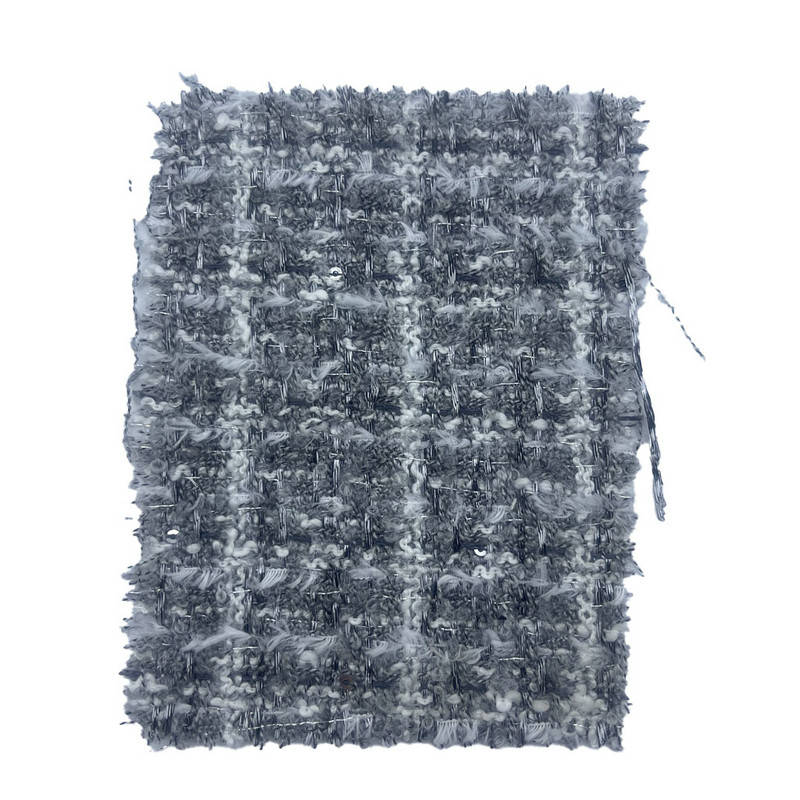 Tekstur Halus Kelabu Kotak-kotak Timbul Kain Tweed Untuk Pakaian Wanita 23503