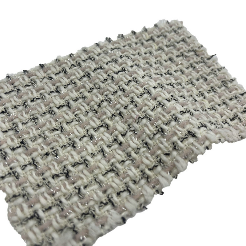 Fabrik Fesyen Tweed Metalik Merah Muda Cerah Untuk Pakaian 23523