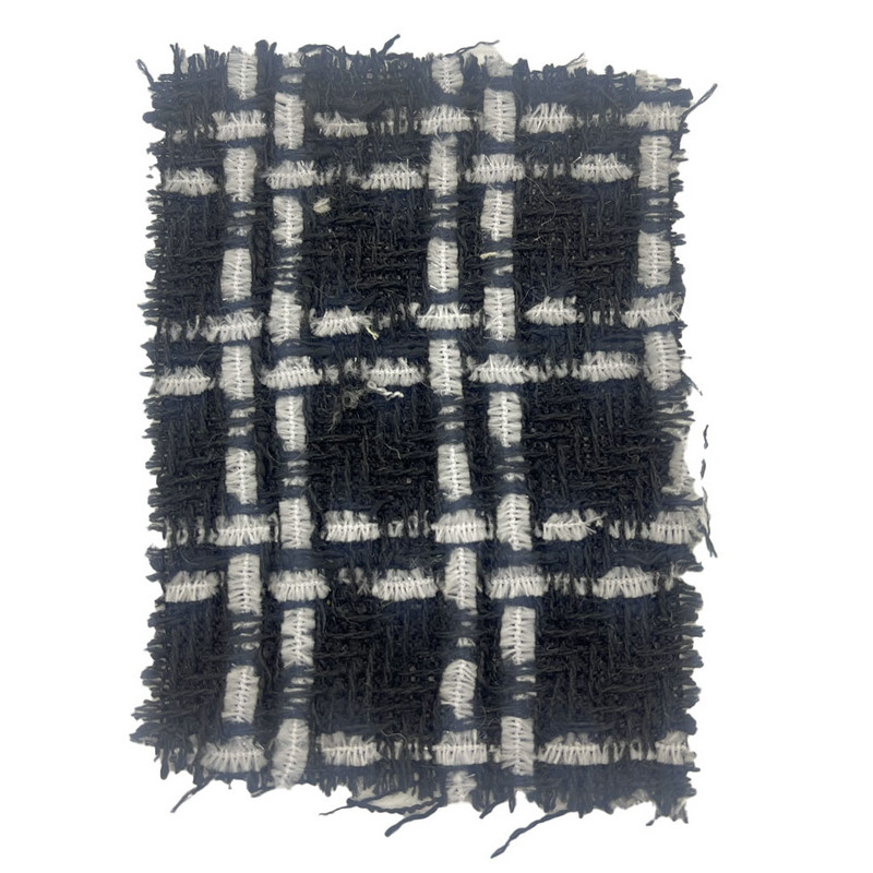 Kain Tweed Tenunan Kotak-kotak Bulu Hitam Abadi Untuk Pakaian 23545