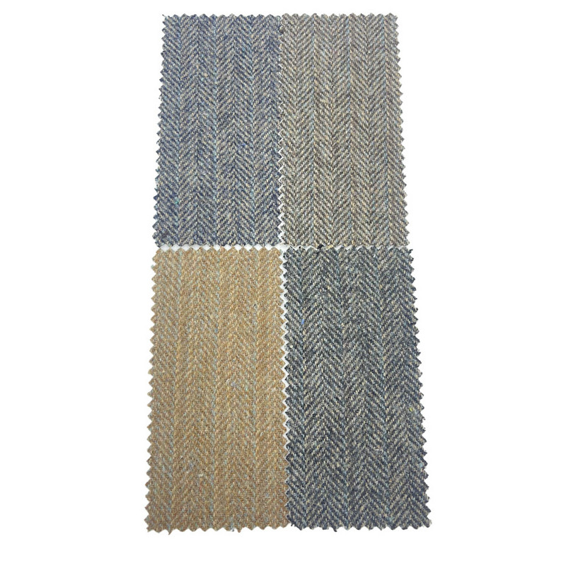 Kain Tweed Bulu Berjalur Biru Coklat Itali Untuk Suaian 3534