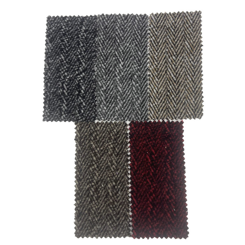 Berus Herringbone Bulu Merah Hitam Fabrik Tweed Tebal Untuk Pakaian 4298